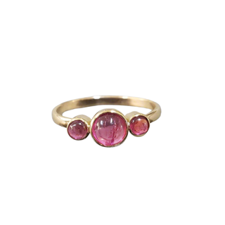 18k Solid Gold Pink Tourmaline Cabochon Ring: Statement Jewelry
