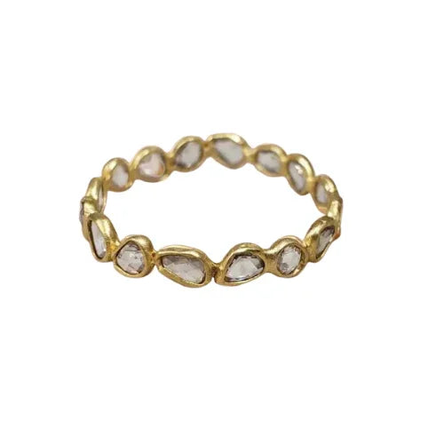 Rose Cut Diamond 18k Gold Ring: Thin Stacking Band