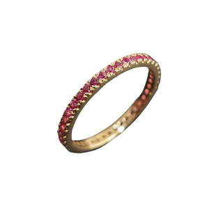 14 Karat Goldring mit Rubin und Diamant