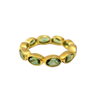 Green Tourmaline 18k Gold Full Eternity Ring: Anniversary Band