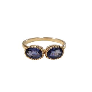 14K Solid Gold Natural Blue Sapphire Ring