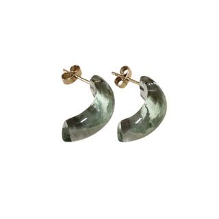 14k Gold Green Amethyst Hoop Earrings: Dainty Handmade Jewelry