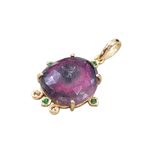 Art Deco 14k Solid Gold Watermelon Tourmaline Pendant