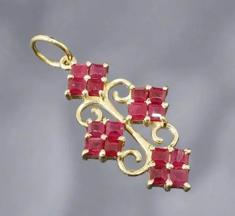 Handmade Solid Gold 14k Ruby Pendant - K Jewelry Accessories