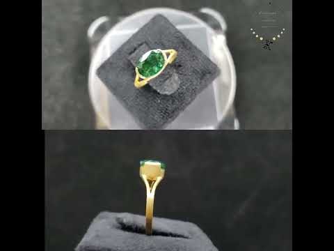 18k Gold Luster Emerald Statement Ring