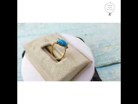 Bague élégante en or 14 carats avec diamant turquoise de l'Arizona
