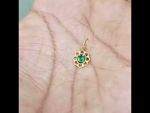 18k Gold Zambian Emerald Pendant Floral