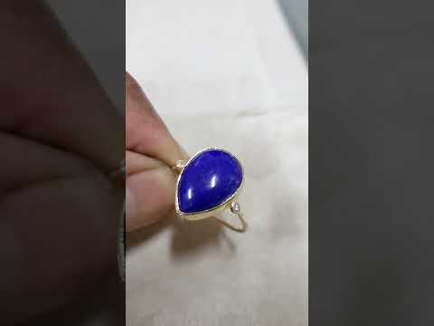 Cabochon Pear Lapis Lazuli 14k Gold Ring