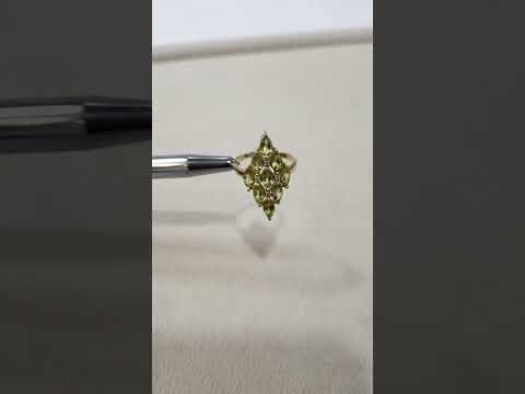 14K Gold Natural Green Peridot and Diamond Ring
