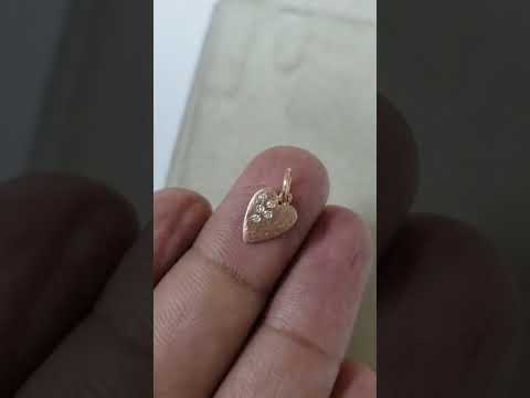 Hammered 14k Rose Gold Heart Diamond Pendant