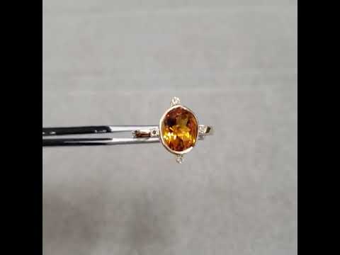 Dainty Solid Gold 14k Citrine Diamond Ring
