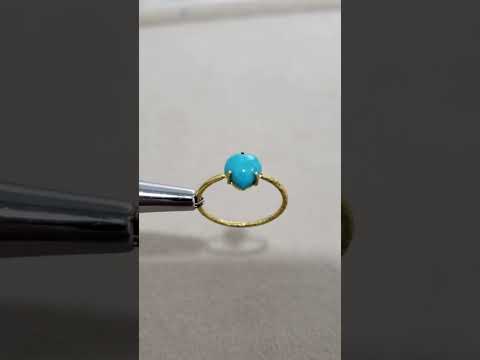 14k Solid Gold Heart Turquoise Ring, Handmade Minimalist