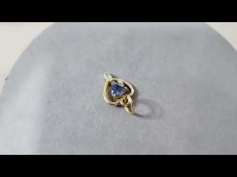 Heart Blue Sapphire Diamond 14k Gold Pendant