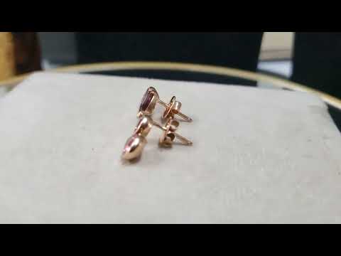 14k Rose Gold Teardrop Rubellite Studs Earring