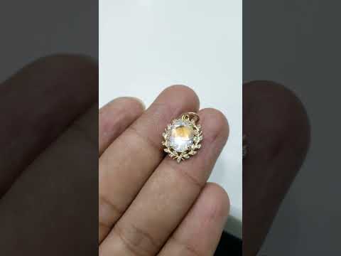 14K Gold Madagascar Moonstone & Diamond Pendant