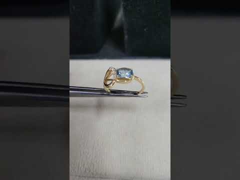 14k Gold Aquamarine and Diamond Ring