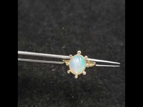 Handmade 14k Gold Opal and Diamond Ring
