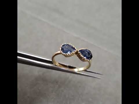 Handmade 14k Statement Blue Sapphire Ring Gold