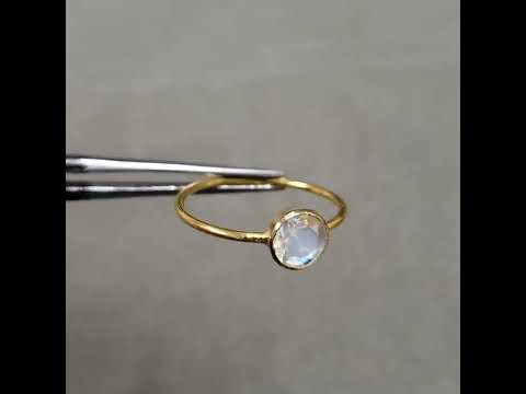 14k Gold Blue Schiller Rainbow Moonstone Ring,