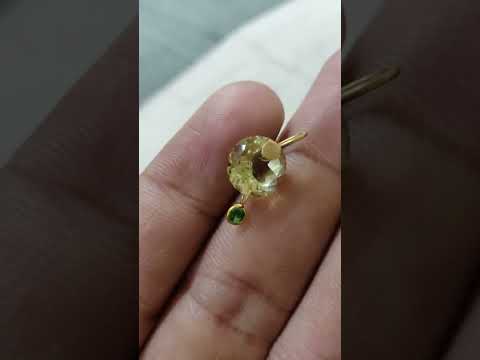 18k Gold Round Lemon Quartz with Tsavorite Pendant