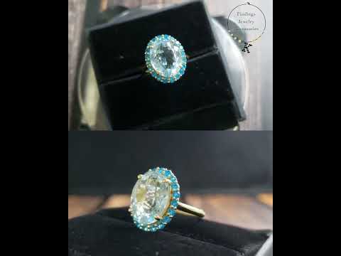 14k Gold Aquamarine & Apatite Ring