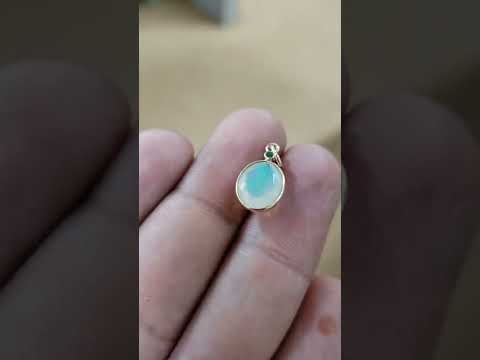 Multi Flash Opal and Emerald 14k Gold Pendant