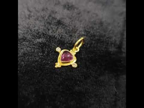 18k Gold Pink Tourmaline with Diamond Pendant
