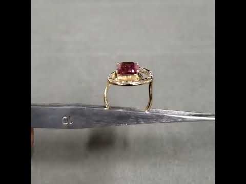 14k Gold Pink Tourmaline with Brilliant Cut Diamond Ring