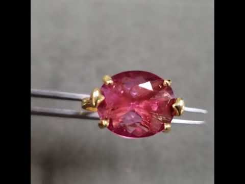 18k Solid Gold Pink Tourmaline Ring