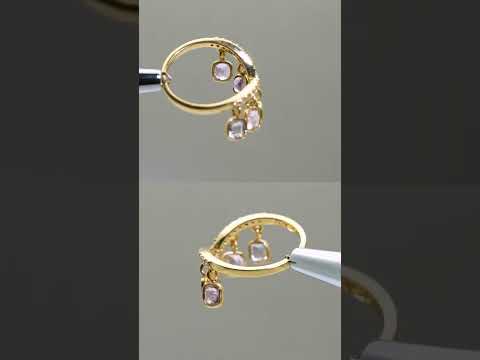 14K Gold Multi Spinel & Diamond Dangle Ring