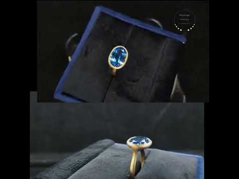 18k Solid Gold Swiss Blue Topaz Ring