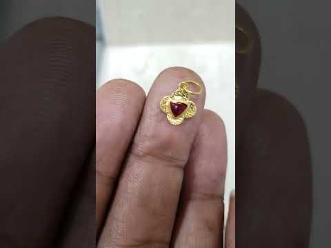 Trillion Ruby 18k Gold Pendant Handmade