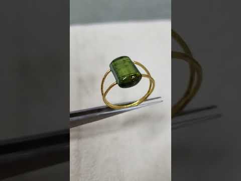 Solid Gold Drilled 18k Green Tourmaline Ring