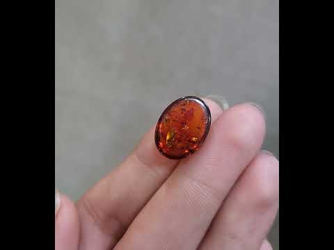 3.63 ct Natural Reddish Orange Amber Oval shape - #AB3