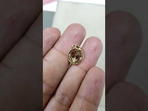 Round Champagne Quartz 14k Gold Pendant Necklace