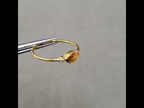 18k Gold Sun Yellow Sapphire & Brilliant Cut Diamond Ring