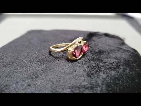 14k Gold Two Stone Pink Tourmaline Ring