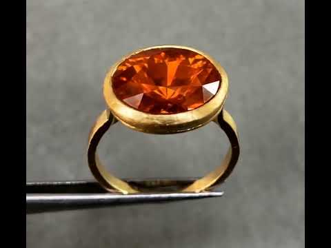 14K Gold Red Tourmaline Ring, Oval Bezel Set Gemstone Ring