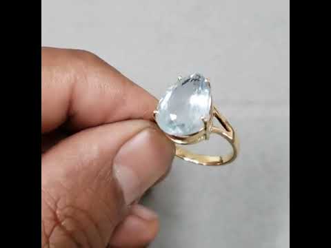 14k Gold Wedding Ring Dainty Aquamarine Ring