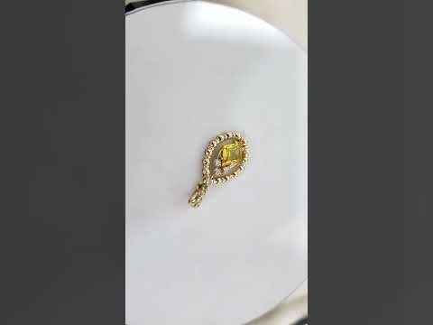 14K Gold Natural Yellow Sapphire Diamond Pendant