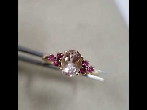14k Gold Morganite & Ruby Ring