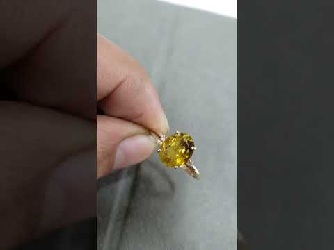 Natural Yellow Tourmaline and Diamond 14k Gold Ring