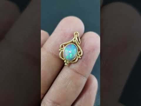 Ethiopian Fire Opal Pendant 14k Gold