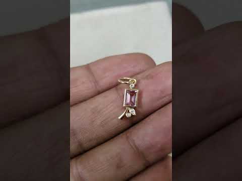 Baguette Pink Tourmaline 14k Gold Pendant Necklace