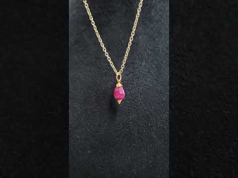 Natural Carving Ruby 14k Gold Pendant, Precious Gemstone
