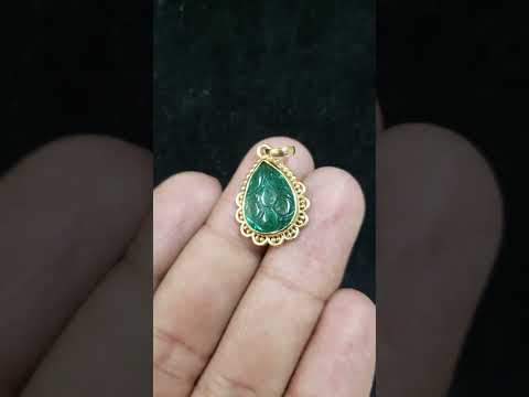 14k Gold Natural Zambian Emerald Pendant