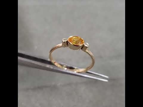 Spessartite Garnet Gold Ring With Diamond in 14K
