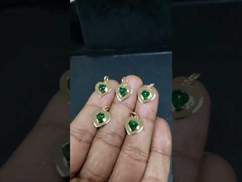 14k Gold Natural Zambian Emerald Pendant