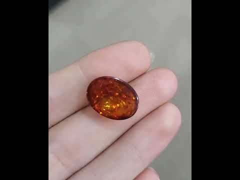 3.52 ct Natural Reddish Orange Amber Oval shape - #AB2