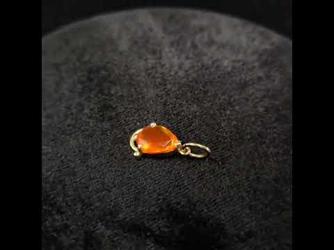 14k Gold Natural Orange Ethiopian Opal Dainty Pendant